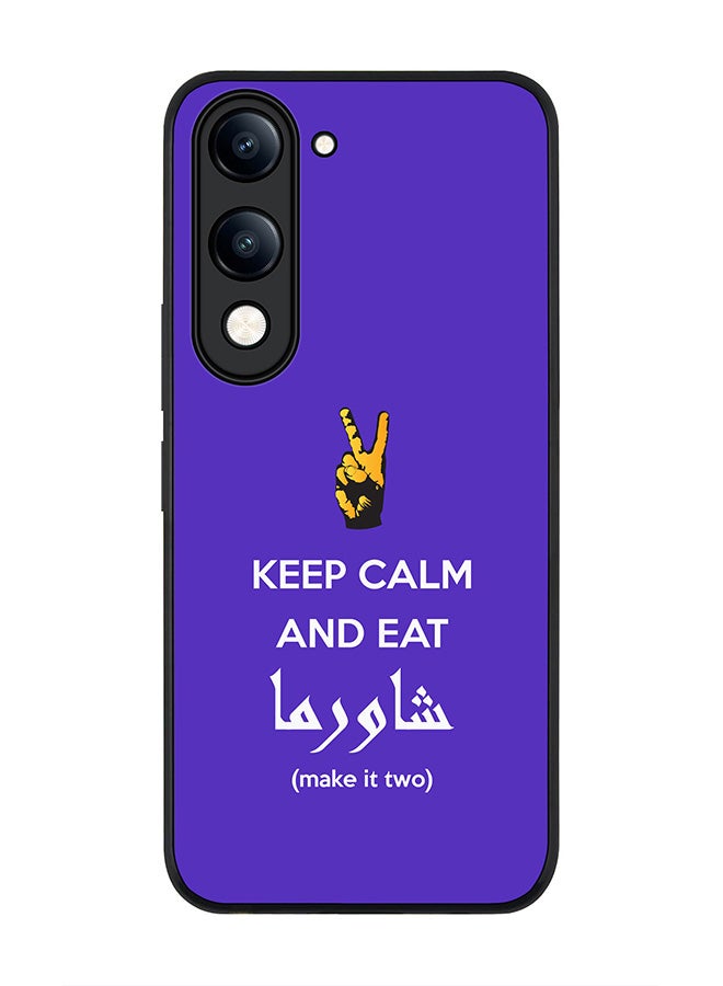 For vivo Y29s 5G / Y19s 5G Case,Slim fit Camera Protection, Shockproof Thin Phone cover  - Keep Calm And Eat Shawarma (Blue)